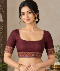 Elegant Off-White & Maroon Heavy Linen Cotton Saree with Traditional Printed Border