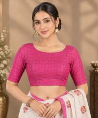 Graceful Off-White & Pink Heavy Linen Cotton Saree with Floral Printed Motifs