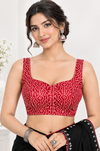 Stunning Black Soft Chinon Silk Saree with Red Butterfly Motifs & Siroski Work