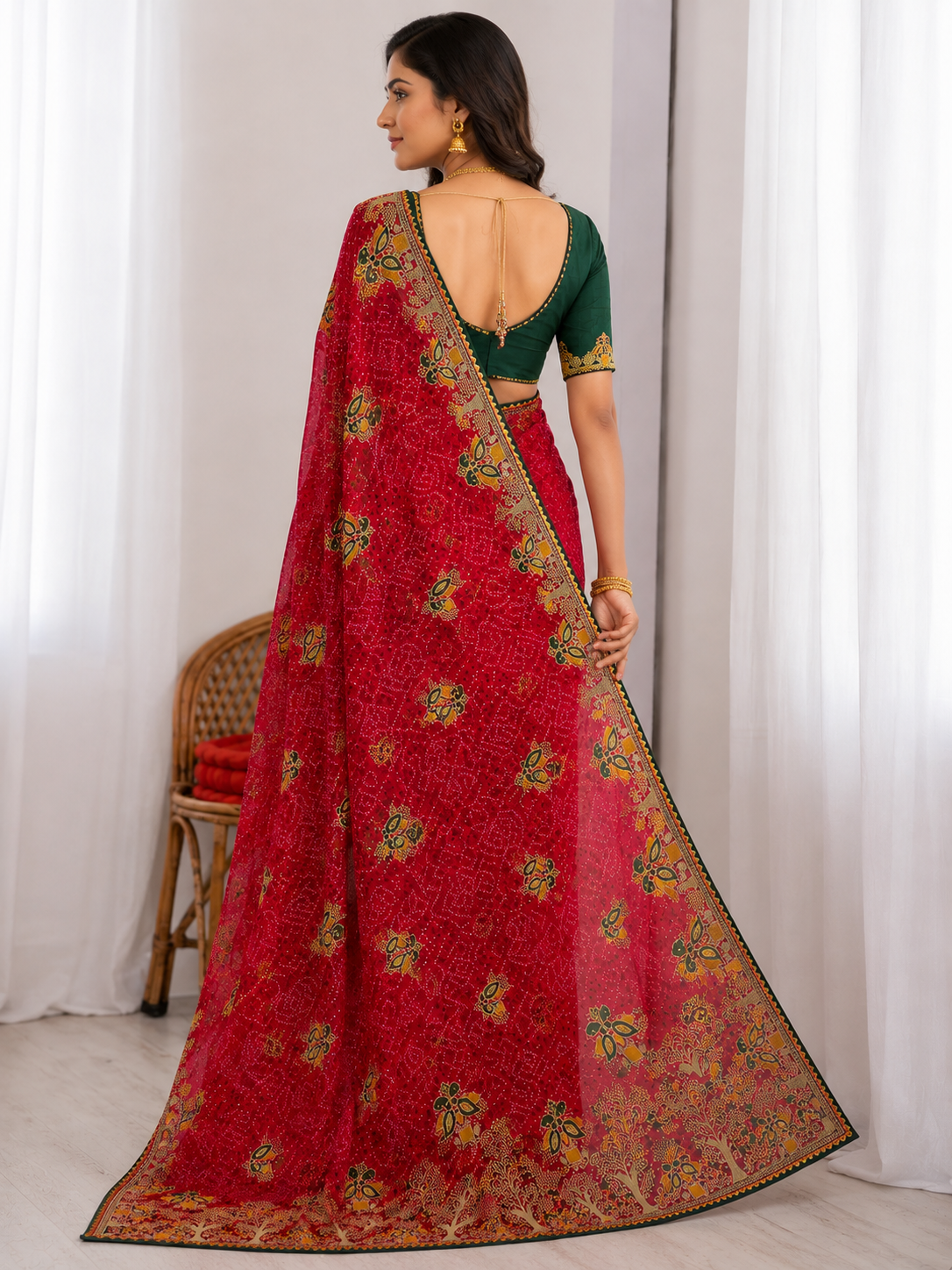 Elegant Red Heavy Soft Georgette Saree with Intricate Embroidery Work & Designer Border
