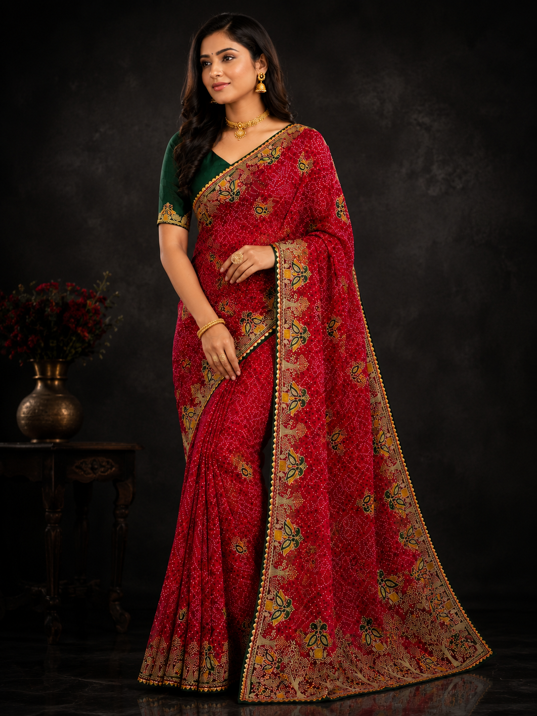 Elegant Red Heavy Soft Georgette Saree with Intricate Embroidery Work & Designer Border