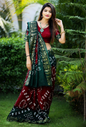 Elegant Maroon & Bottle Green Viscose Dola Silk Bandhej Saree with Fine Self-Jacquard Weaving